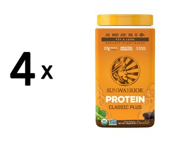 4 x Sunwarrior Classic Plus Organic (750g) Chocolate