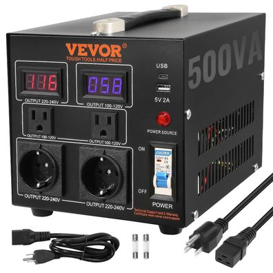 Ixtrima 500W Spannungswandler 110V 220V Transformator mit USB C