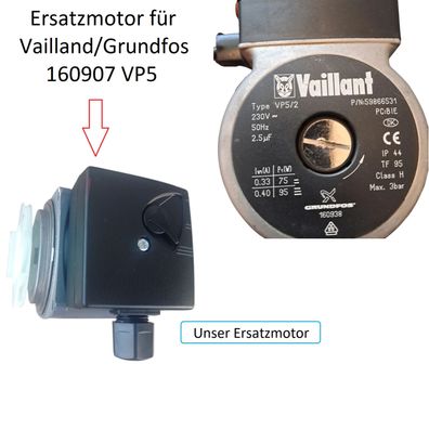 Pumpenkopf Ersatz Motor f. Vaillant/Grundfos VP5 Heizungspumpe Umwälzpumpe (6m)