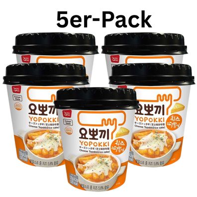 5er-Pack Yopokki Reiskuchen Tteokbokki Topokki Käse Cup 120g