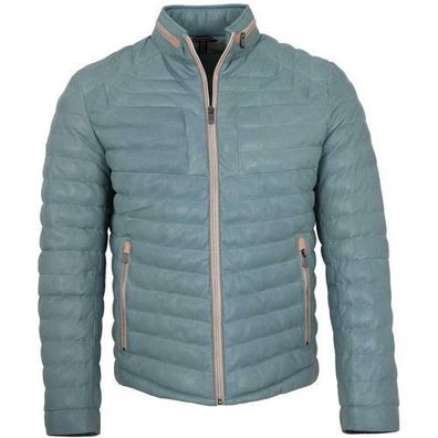 Milestone - Herren Lederjacke Steppjacke Lammnappa aqua