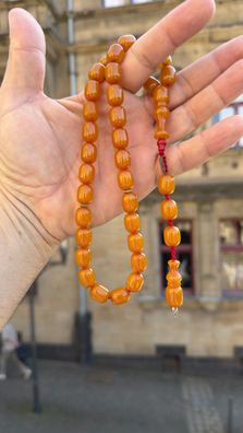 Osmanli Bakalit Faturan Misbaha Tesbih Orange Tasbih Bernstein 33