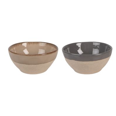 Clayre & Eef Suppenschale 2et Set 450 ml Beige Porzellan (Gr. (2) Ø 14x6 cm / 450 ml)