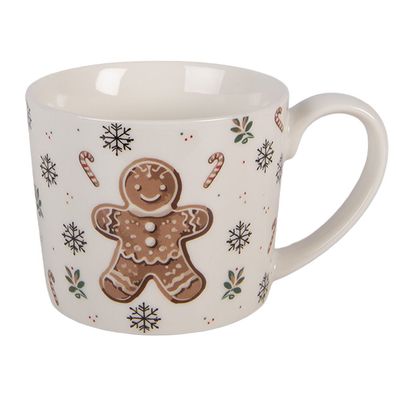 Clayre & Eef Tasse 275 ml Weiß Porzellan (Gr. 12x8x7 cm / 275 ml)