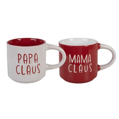 Clayre & Eef Tasse 2er Set 400 ml Weiß Porzellan (Gr. (2) 14x9x9 cm / 400 ml)