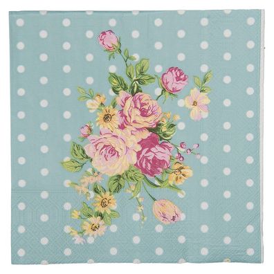 Clayre & Eef Servietten Papier 20er Set 33x33 cm Blau Papier (Gr. 33x33 cm (20))