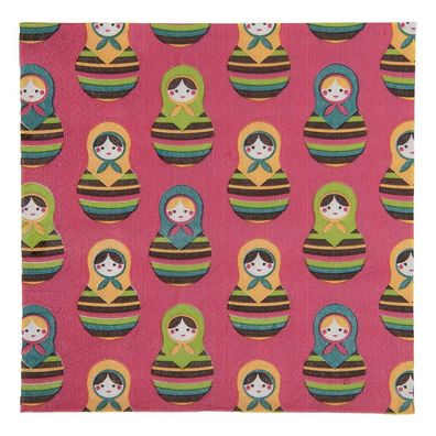 Clayre & Eef Servietten Papier 20er Set 33x33 cm Rosa Papier (Gr. 33x33 cm (20))