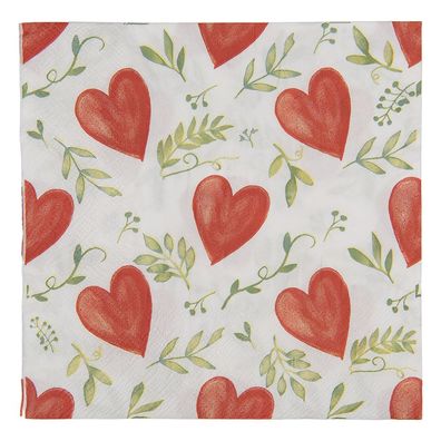 Clayre & Eef Servietten Papier 20er Set 33x33 cm Weiß Papier (Gr. 33x33 cm (20))