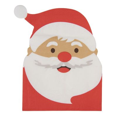 Clayre & Eef Servietten Papier 20er Set Weihnachtsmann 33x33 cm Rot Papier