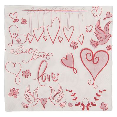 Clayre & Eef Servietten Papier 20er Set 33x33 cm Weiß Papier (Gr. 33x33 cm (20))