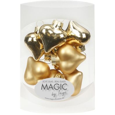 Herzen 8 Stk 4 cm Brokatgold Inge-Glas