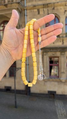 Osmanli Bakalit Faturan Misbaha Tesbih Gelbe klein Tasbih Bernstein 33