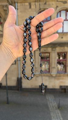 Osmanli Bakalit Faturan Misbaha Tesbih Schwarze Rund Tasbih Bernstein 33