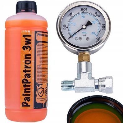Rosfix Set Manometer mit T-Stück 1/4" + Reinigungsflüssigkeit 1L 3in1