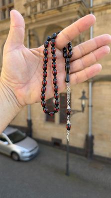 Osmanli Bakalit Faturan Misbaha Tesbih Schwarz-Rote Tasbih Bernstein 33