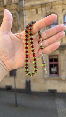 Osmanli Bakalit Faturan Misbaha Tesbih Grün-Rote Tasbih Bernstein 33