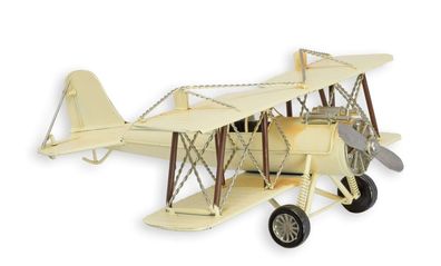Blechmodell eines Doppeldecker Flugzeug Modellflugzeug Replikat Retro Design Dekorati