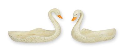 Paar Schalen Schwan aus Gusseisen Replikat Retro Design Dekoration