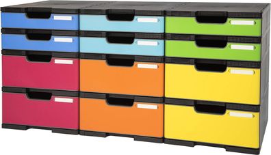 Exacompta 385714TIRD Ablagesystem Modulodoc mit 12 Schubladen "6 Normal" und "6 Jumbo