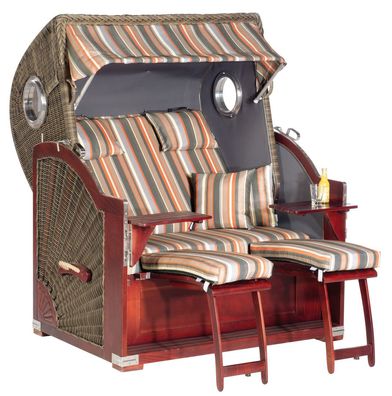 Rustikal 500 Plus-Comfort Gartenstrandkorb 2-sitzer Cappuccino