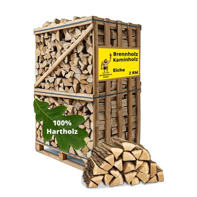 Brennholz Eiche Hartholz Box Palette Holz Eichenholz für Kamin Ofen Pizzaofen