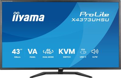 43" VA-panel, 3840x2160 UHD - DLG 1920x1080 120Hz, 3ms, 450cdm², Speakers, 2xHDMI, 1x