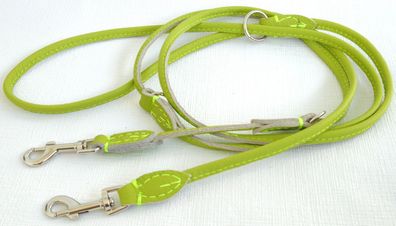 Luxus Hundeleine, Runde Leine, 220cm/6mm, Nappa Leder, Seladon kl. Hunde