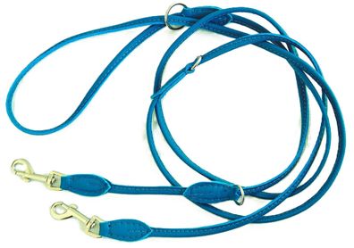 Luxus Hundeleine, Runde Leine, 220cm/6mm, Nappa Leder, Türkis kl. Hunde