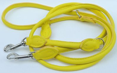 Hundeleine, Runde Leine, 220cm/8mm, Nappa Leder, Gelb Hunde bis 15kg