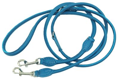 Hundeleine, Runde Leine, 220cm/8mm, Nappa Leder, Türkis Hunde bis 15kg