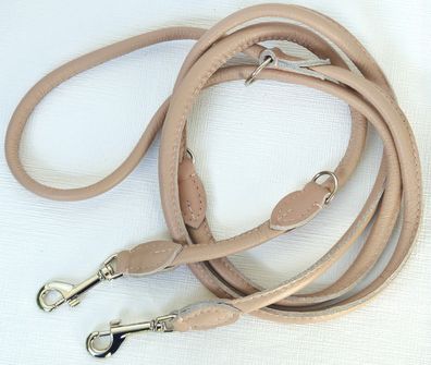 Hundeleine, Runde Leine, 220cm/8mm, Nappa Leder, Alt Rosa Hunde bis 15kg