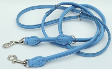 Hundeleine, Runde Leine, 220cm/8mm, Nappa Leder, Blau Hunde bis 15kg