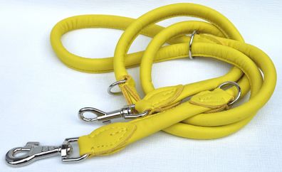Hundeleine, Runde Leine, 220cm/10mm, Nappa Leder, Gelb Hunde bis 30kg
