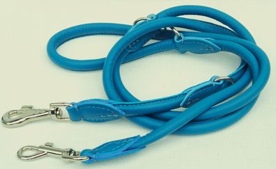 Hundeleine, Runde Leine, 220cm/10mm, Nappa Leder, Türkis Hunde bis 30kg