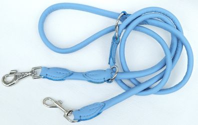 Hundeleine, Runde Leine, 220cm/10mm, Nappa Leder, Blau Hunde bis 30kg
