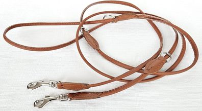 Luxus Hundeleine, Runde Leine, 220cm/6mm, Echt LEDER + COGNAC 3xVerstellbar 1005