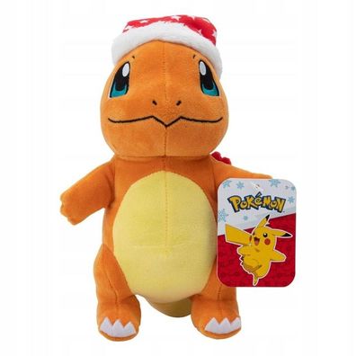Plüsch - Pokémon Charmander Weihnachten 20Cm Mit Weihnachtsmütze Neu