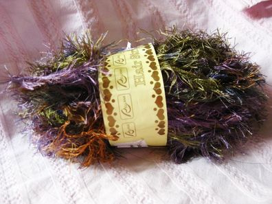 50g Hair stripes Franzengarn von Rellana Farbe Nr635lila beere braun