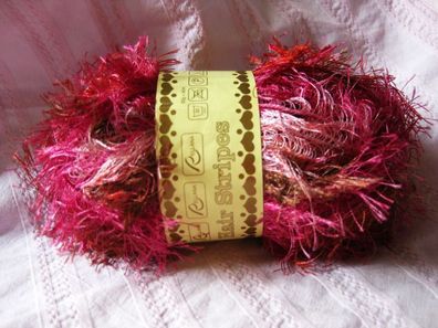 50g Hair stripes Franzengarn von Rellana Farbe Nr603 rosa rot braun