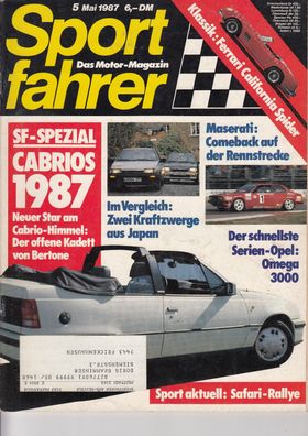 Sportfahrer 5/1987, Cabrios, Maserati, Ferrari, Omega, Safari Rallye, TW