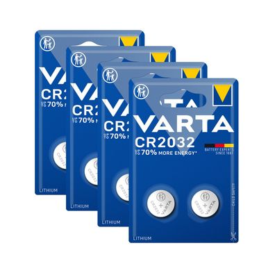 4x Varta CR2032 CR 2032 2er Blister Knopfzelle Batterie 3V Lithium