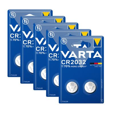 5x Varta CR2032 CR 2032 2er Blister Knopfzelle Batterie 3V Lithium
