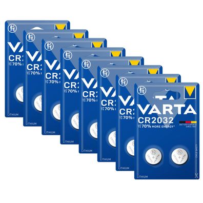 8x Varta CR2032 CR 2032 2er Blister Knopfzelle Batterie 3V Lithium
