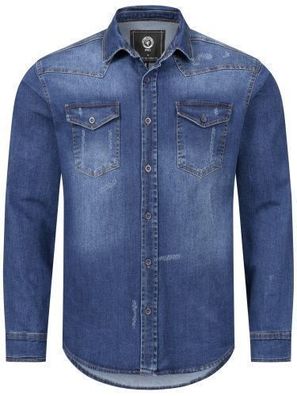 Rock Creek Herren Jeanshemd Denim Blau Herrenhemd Regular Langarm S-3XL H-419