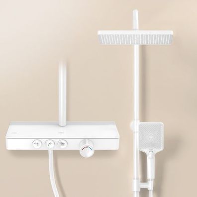 EMKE Duschsystem Mit Thermostat Regendusche Duscharmatur Duschset Weiß