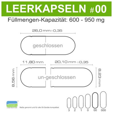 Leerkapseln HPMC • pflanzlich vegan Zellulose • Größe 00 • weiß • 100 - 20.000 Stück