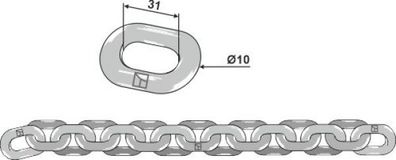Kratzbodenkette - 10 X 31 - D7 Bruchkraft 112 KN für diverse Hersteller