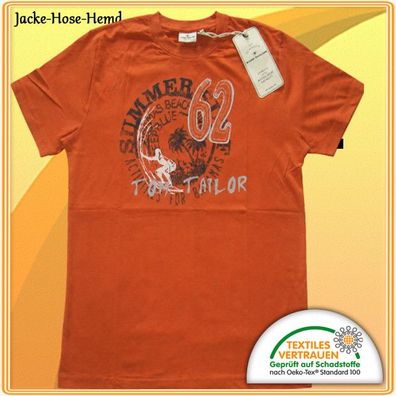 T-Shirt Frontdruck Tom Tailor Orange Baumwolle Summer Beach Gr: 140/164/176 NEU