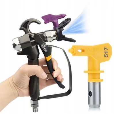 Rosfix Set Farbspritzpistole TurboJet TJ1 + Düse 517 | 1/4" Anschluss