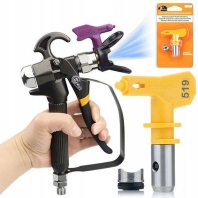 Rosfix Set Farbspritzpistole TurboJet TJ1 + Düse 519 – 1/4" Anschluss